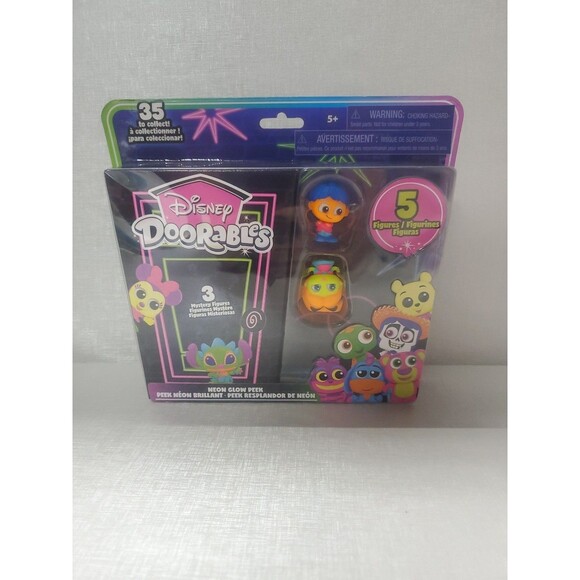Disney Doorables Neon Glow Peek 5-Pack Sealed | Miguel Alice Blacklight Toy - Picture 1 of 5